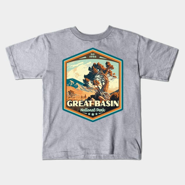 Great Basin National Park  Vintage WPA Style National Parks Art Kids T-Shirt by GIANTSTEPDESIGN